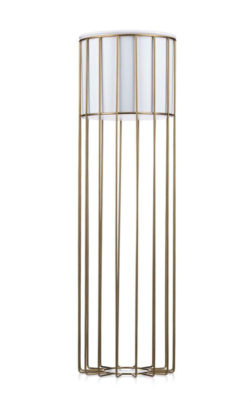 Kwietnik stojący HowHomely Metalowy Złoty Biała Donica 20x70 cm 1 szt.