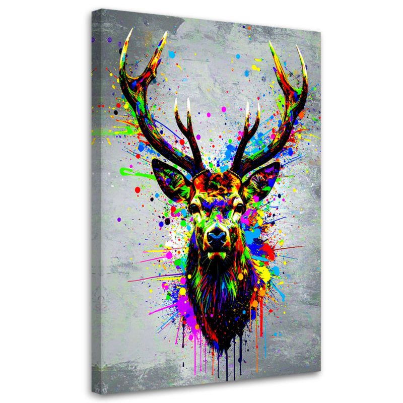 Obraz do biura salonu Feeby Kolorowa Głowa Jelenia Abstrakcja 60x90cm 1szt