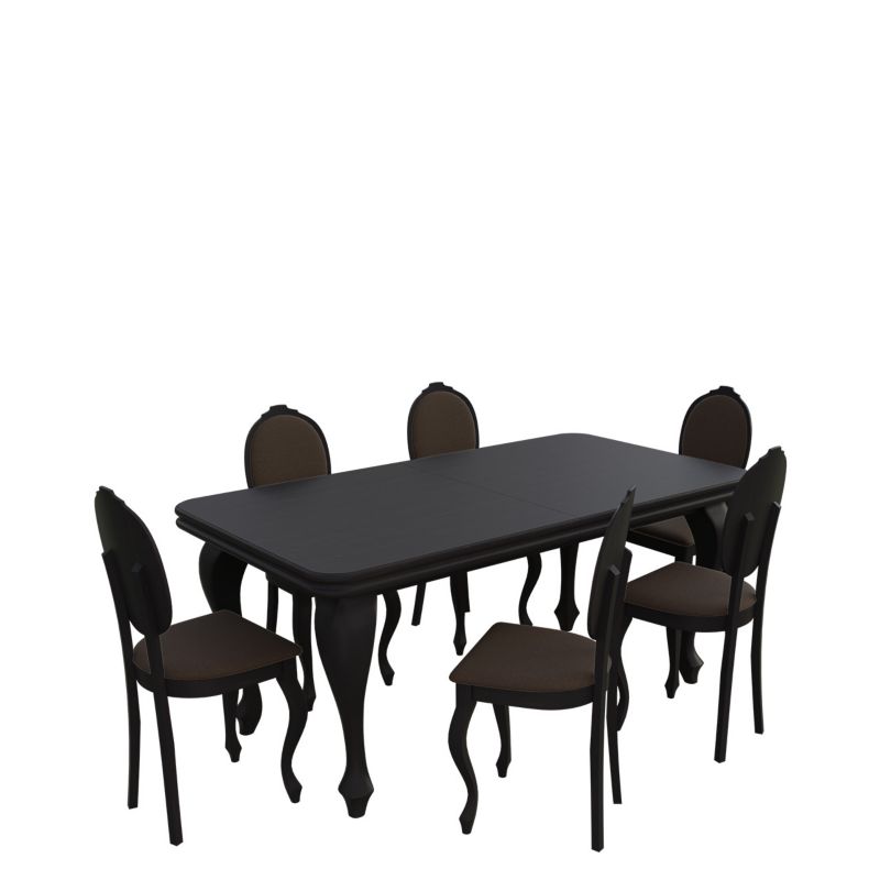 Zestaw RO41 MIRJAN 24 Stół rozkładany S39 90x170/250 + 6 krzeseł K76 wenge + gorzka czekolada 1 kpl.
