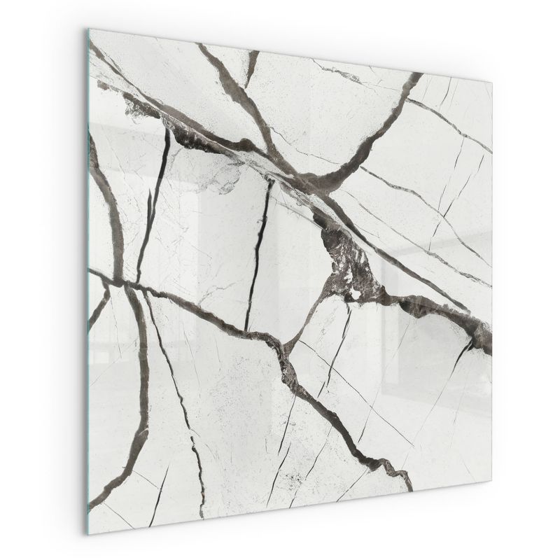 Szklana Podkładka Pod Kominek Kwadrat Wallfluent 50x50 cm Marmurowe żyłki 1 szt.