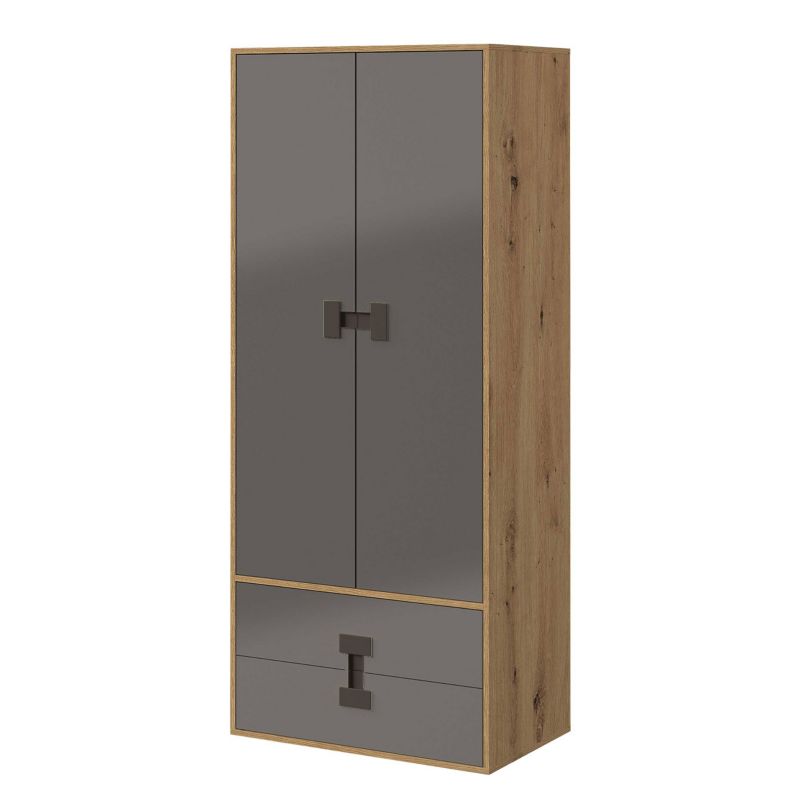 Szafa MIRJAN 24 Index 01 dąb + szary połysk/czarny 1 szt.