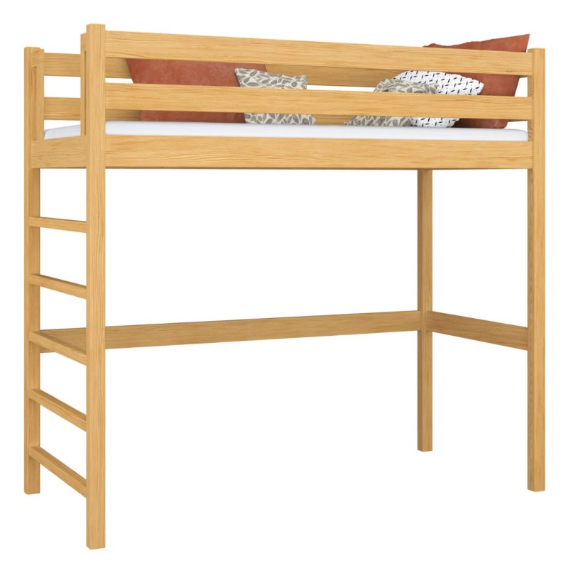 Drewniane łóżko N-WOOD na antresoli N01 sosna naturalna 90x180 1szt.