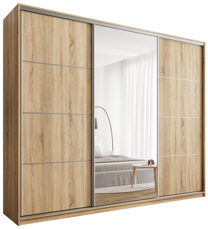 Duża szafa przesuwna z lustrem do sypialni 250 cm TOP MAX
