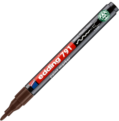 Marker olejowy edding e-791 PCR, okrągła, 1-2 mm, brązowy