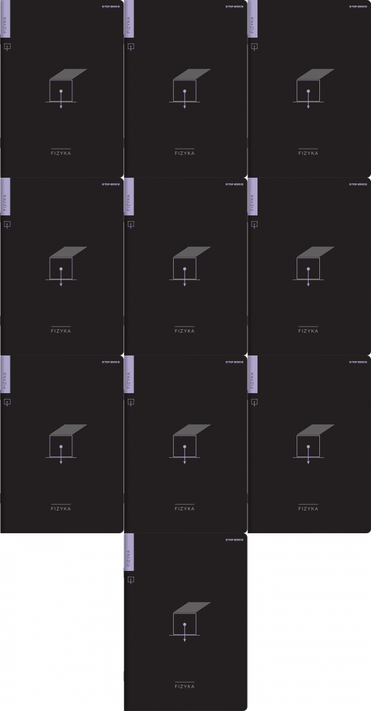 10x Zeszyt przedmiotowy w kratkę TOP 2000 Fizyka, ze ściągami, A5, 60 kartek, czarny