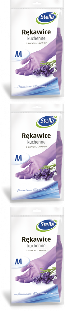 3x Rękawice kuchenne Stella, rozmiar M, lawendowe, 1 para, fioletowy