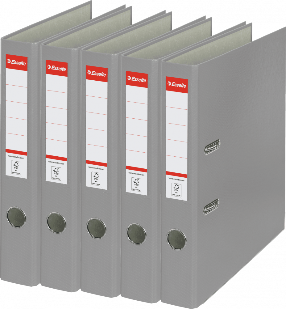 5x Segregator A4 Esselte, 50mm, do 350 kartek, ekonomiczny, szary