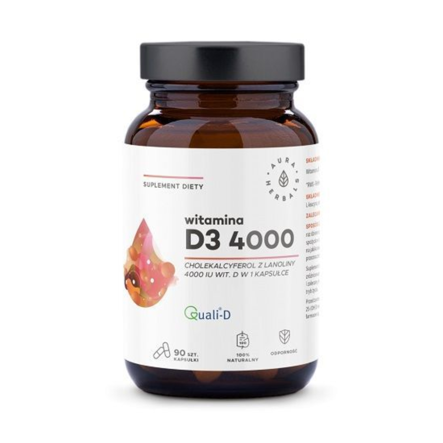 Aura herbals witamina d3 (4000iu), 90 kapsułek