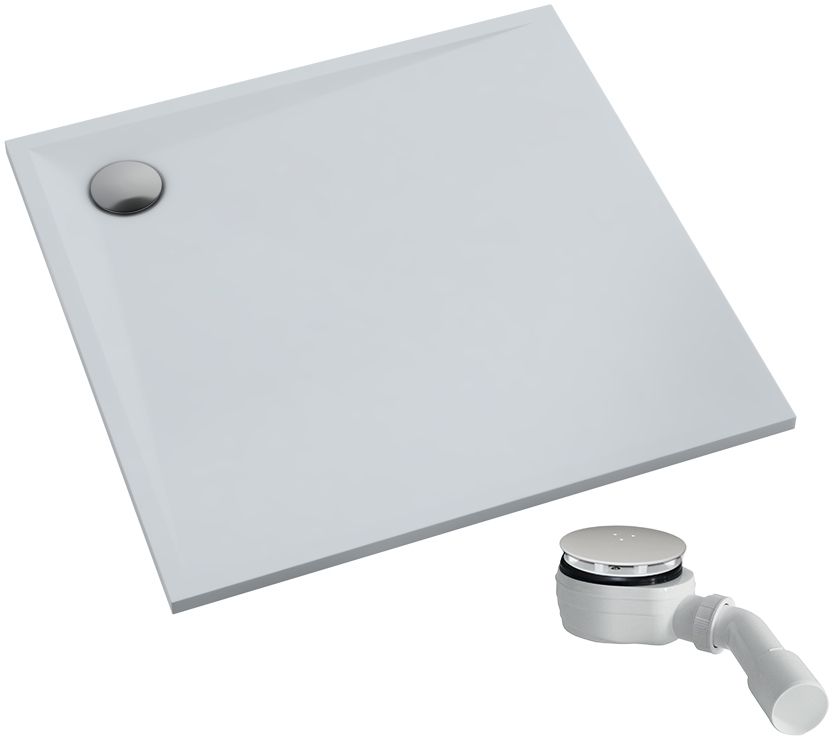 Schedpol Etrusco brodzik 90x90 cm kwadratowy kompozyt Stonicryl biały 3.461