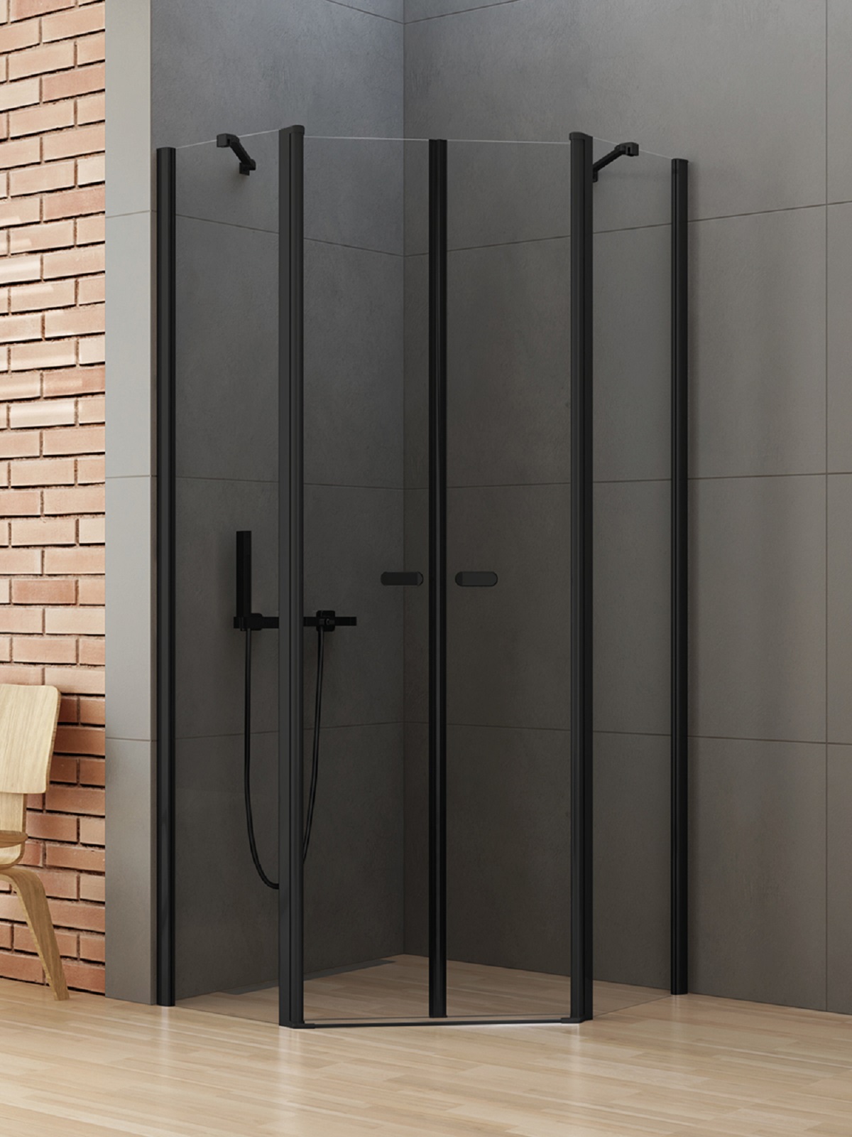 New Trendy New Soleo Black kabina prysznicowa 80x80 cm czarny mat/szkło przezroczyste K-0616