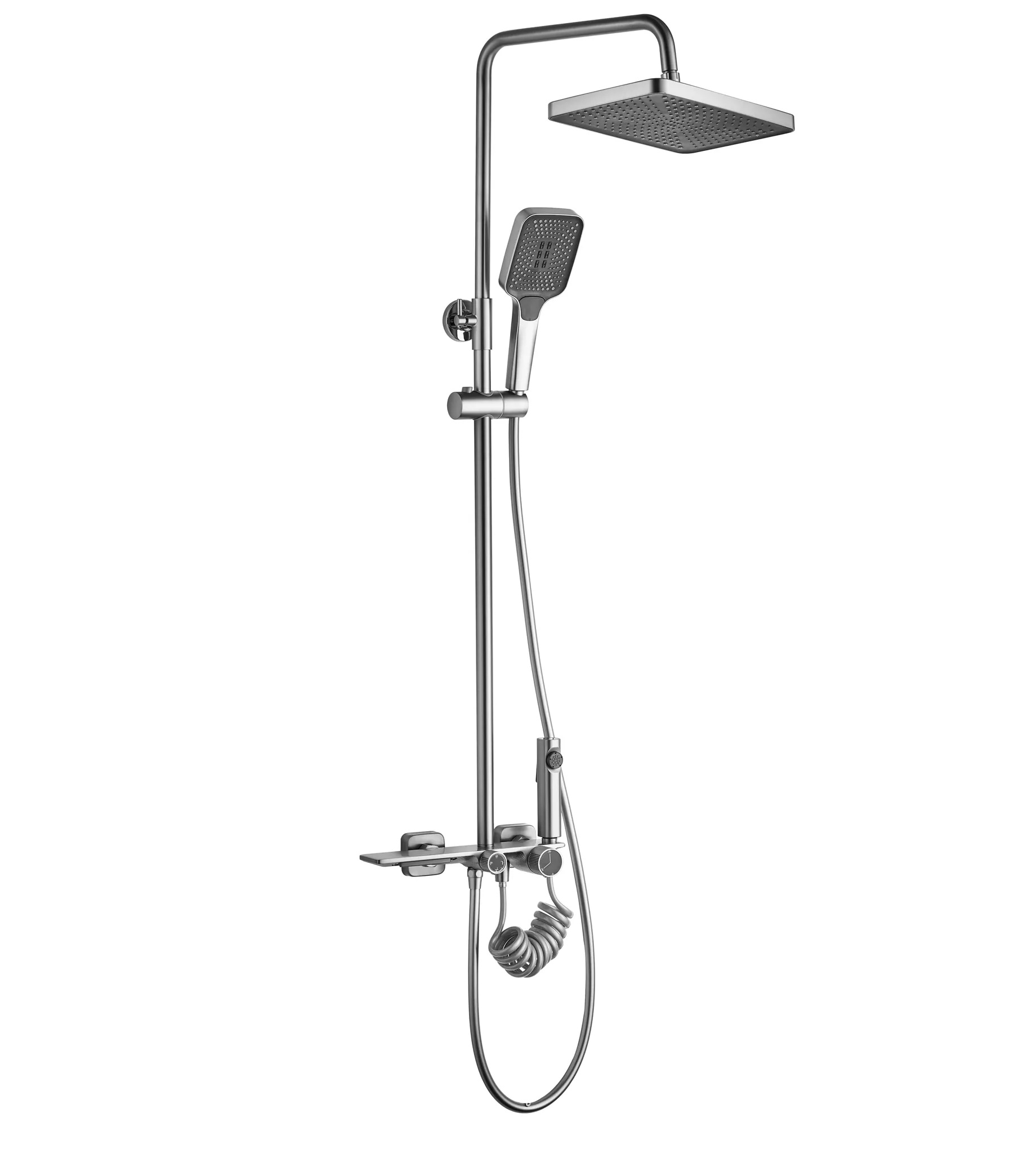 Rea Helix zestaw prysznicowy ścienny z deszczownicą i słuchawką typu bidetta nikiel szczotkowany REA-P6622
