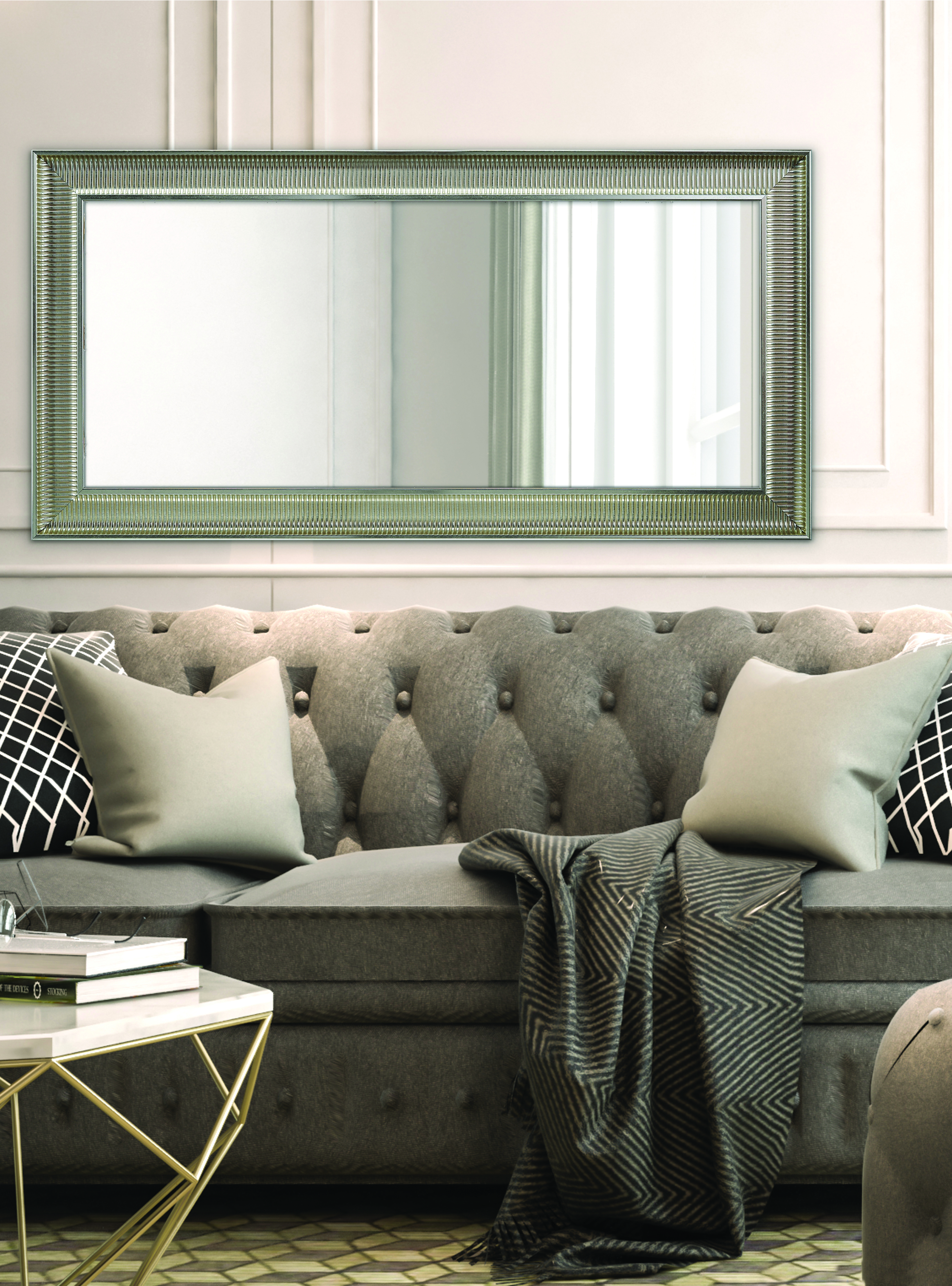 Ars Longa Arezzo lustro 147x57 cm prostokątne srebrne AREZZO40130-S