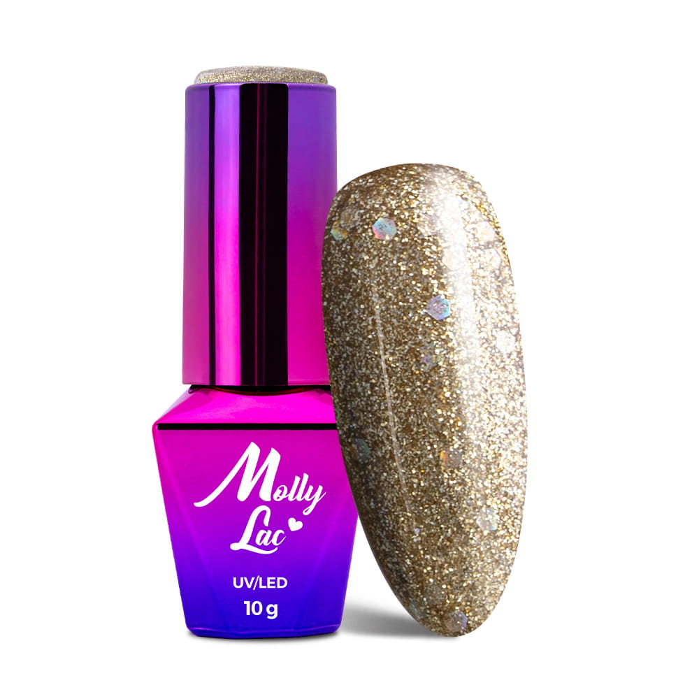 Lakier hybrydowy LED/UV Gel Polish MollyLac Queens Of Life Nr 32 Perfect Gold 10 g