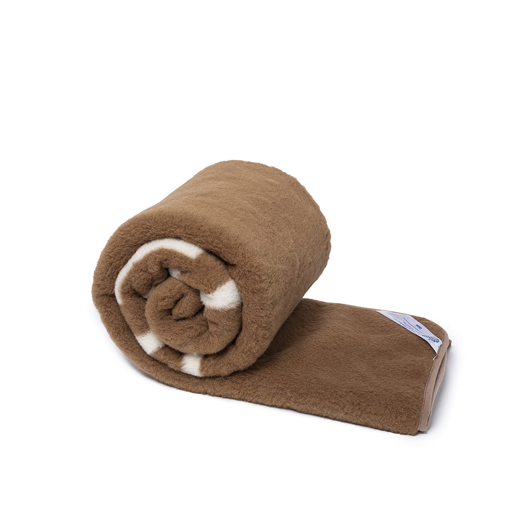 Koc wełniany camel brąz greka 180x200 (+-5cm)