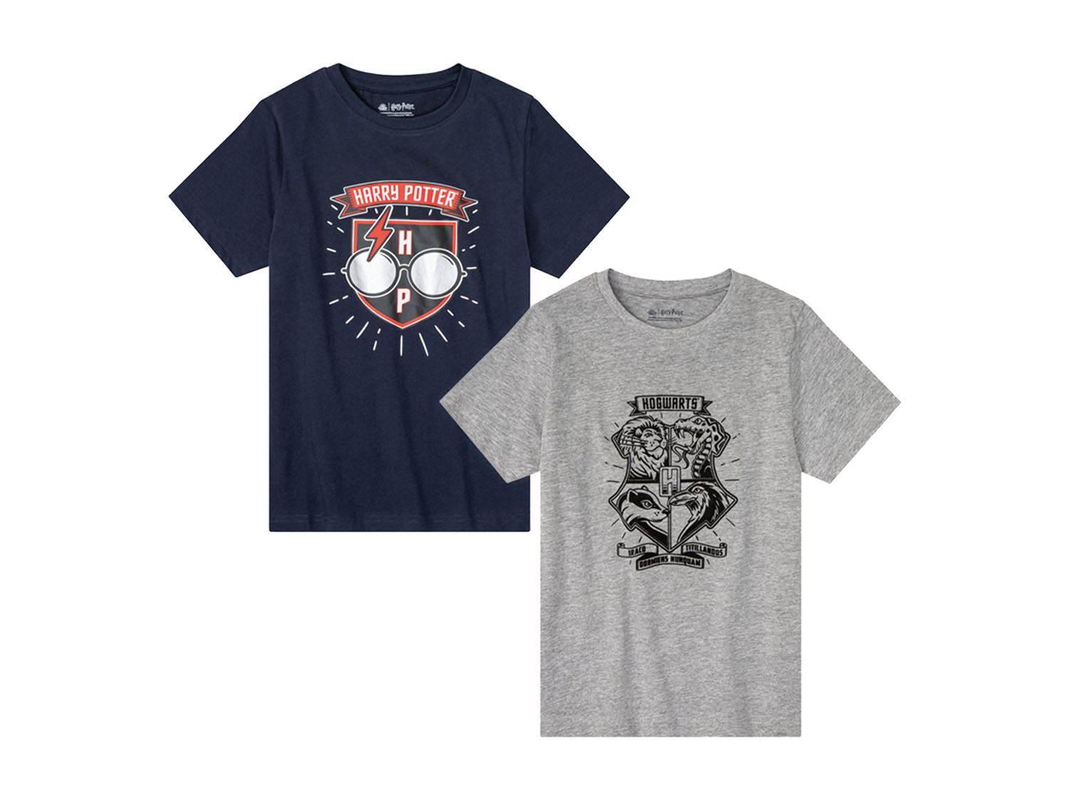 T-shirty chłopięce z bawełną, z kolekcji Harry Potter, 2 sztuki 146/152, Granatowy/szary