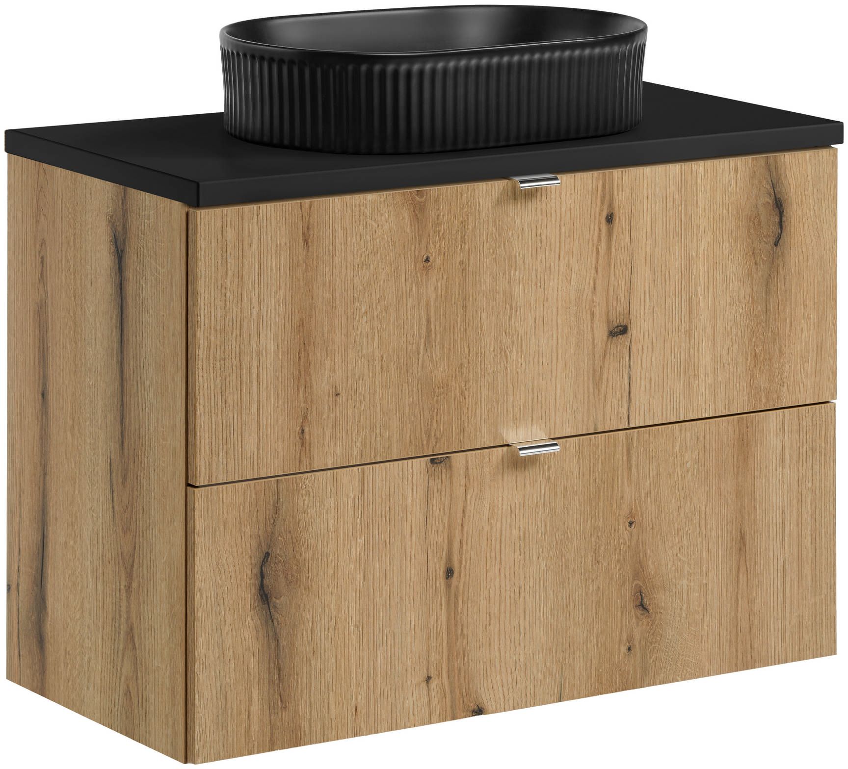 Darmowa Dostawa - Umywalka z szafką i blatem 80 cm dąb Comad Nova Oak SETNOABBLACK80CMSUNBEYOND5BM