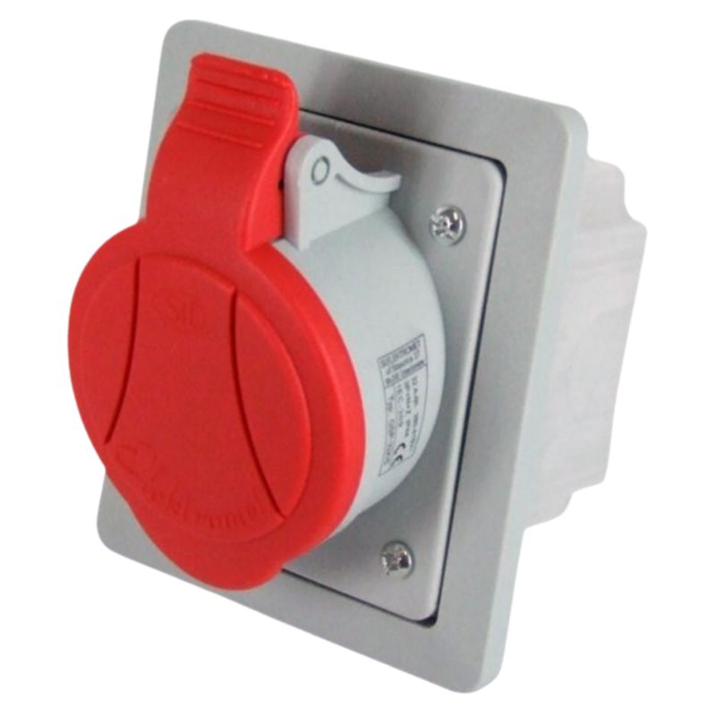 Gniazdo Skosne Podtynkowe Z Ramka Elektromet 5P 32A 400V IP44 Czerwone 1 Szt.