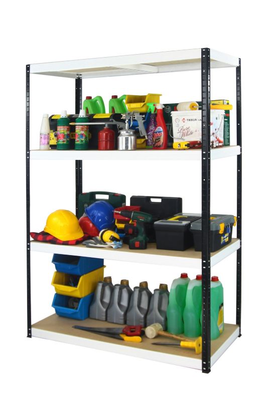 Regał metalowy MODO24 magazynowy garażowy czarno-biały helios 180x150x60cm 4 półki po 275 kg 1 szt.