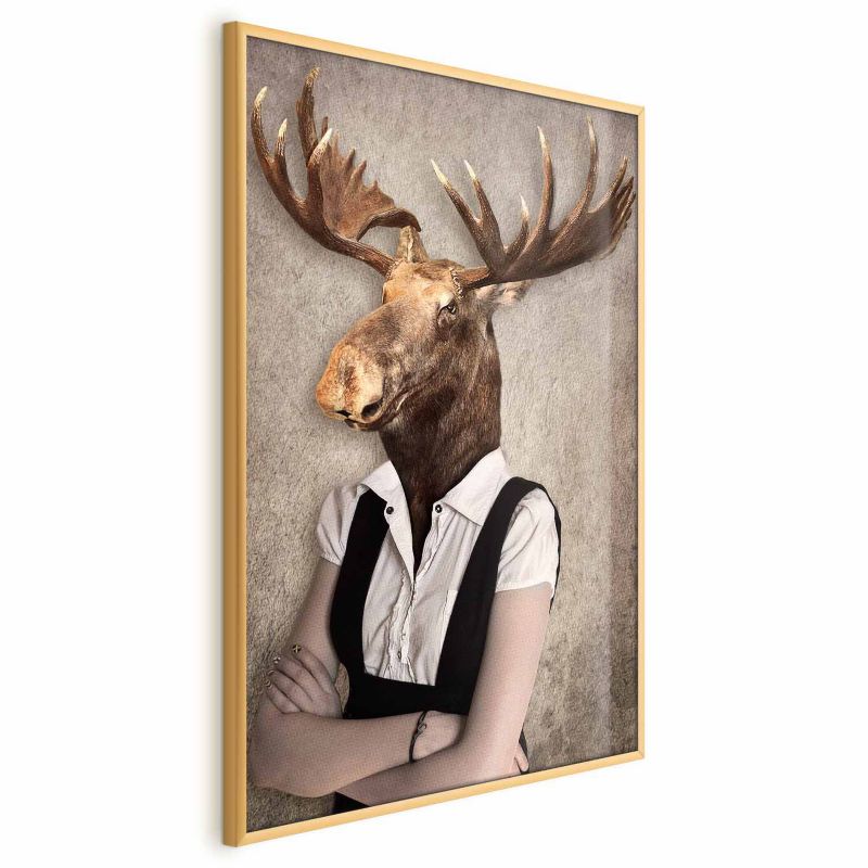 Plakat Artgeist Łebski łoś 60x90 cm z ramą złotą 1 szt