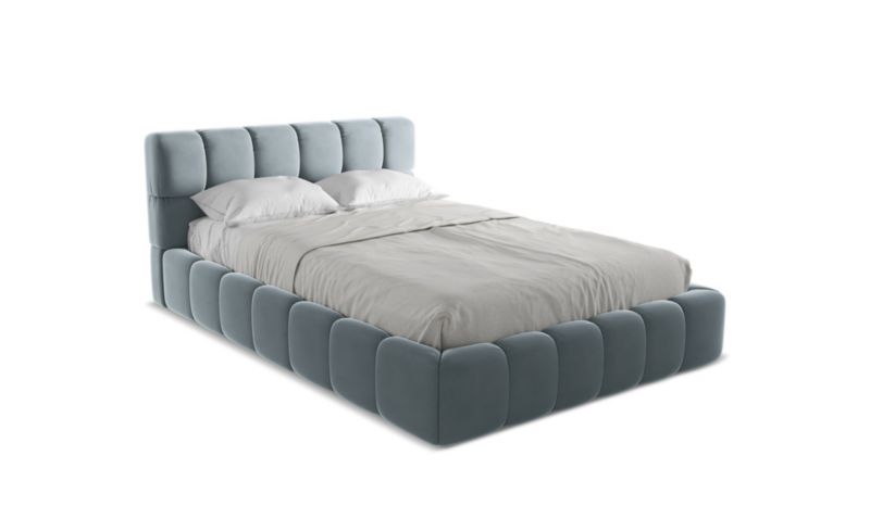 Łóżko LaMiaSofa Nalu z weluru 140x200 jasny niebieski 1 szt.