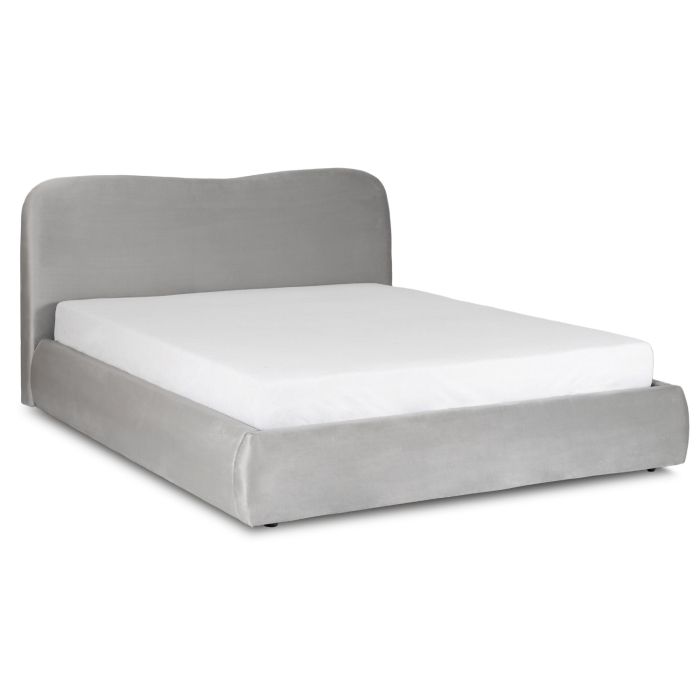 Łóżko Mebel Elite BRISTOL Tapicerowane 180x200 Dwuosobowe Do Sypialni Welurowe Szare 1 szt