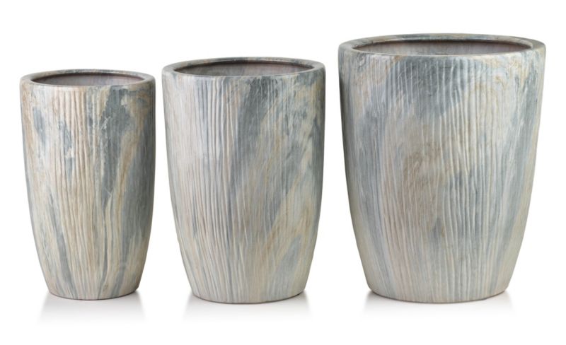 Osłonki ceramiczne MONDEX NEVA MARBLE 37x37x47/30x30x43/24x24x40 cm szary kpl