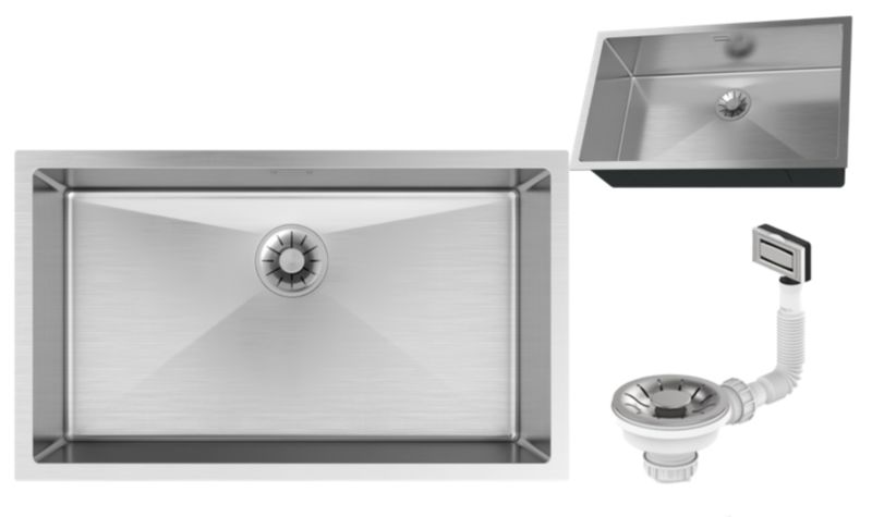 Zlewozmywak Stalowy Podblatowy Granitan Silvo75 Jednokomorowy z Syfonem 1kpl.