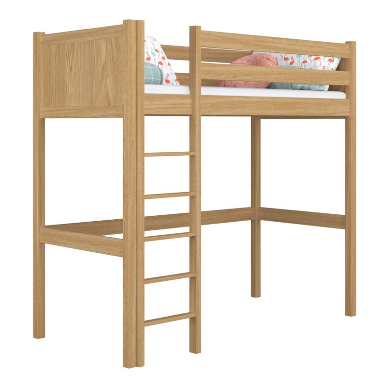 Dębowe łóżko N-WOOD na antresoli N06 dąb naturalny 100x200 1szt.