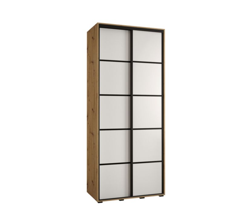 Szafa przesuwna Abiks DAVOS 4 wysoka szer.110cm gł.45cm artisan/biały/czarny 1szt.