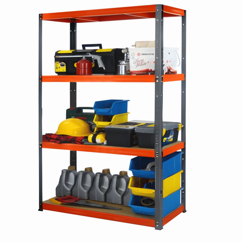 Regał metalowy MODO24 magazynowy garażowy grafitowo-pomarańczowy helios 180x150x50cm 4 półki po 275 kg 1 szt.