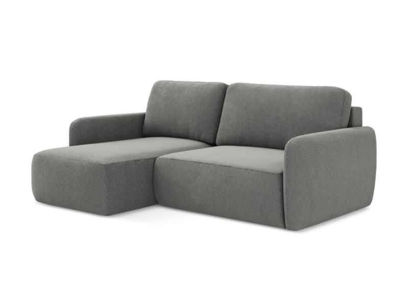 Narożnik lewostronny z funkcją spania LaMiaSofa CORLE z tkaniny strukturalnej 207x148 cm szary 1 szt.
