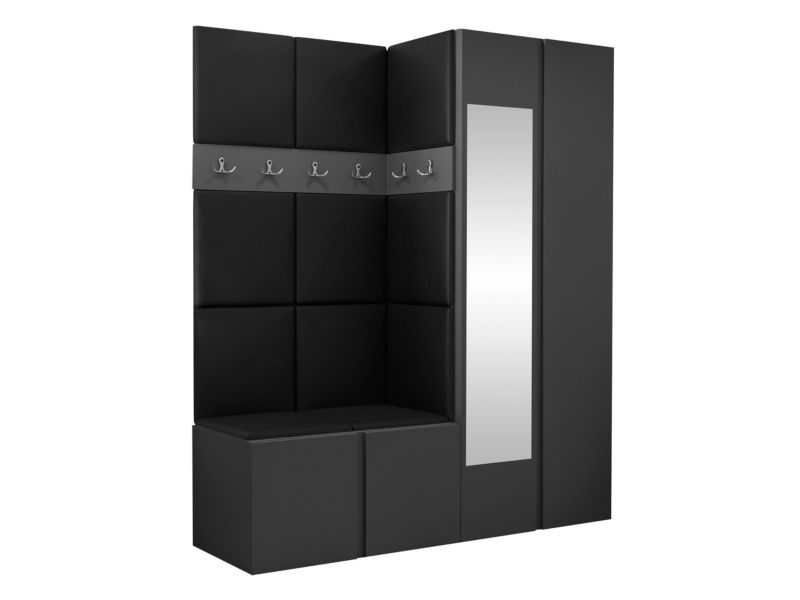Garderoba MIRJAN 24 Orion XII grafit + czarna ekoskóra 1 kpl.