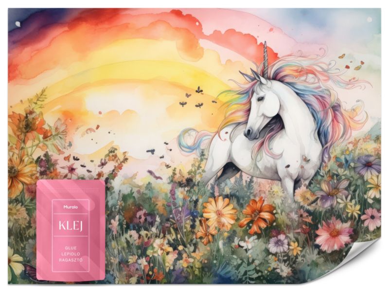 Fototapeta Muralo Jednorożec Pośród Kwiatów 500x350 cm 1szt.