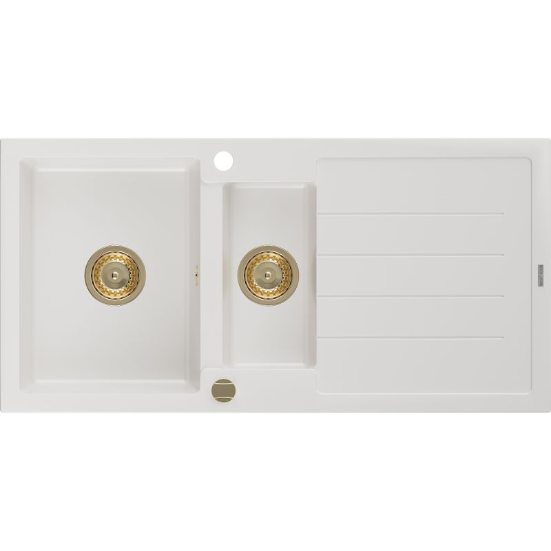 Zlewozmywak wpuszczany Mexen Andres 1,5-komorowy biały 1000x500 mm 6515101510-20-G