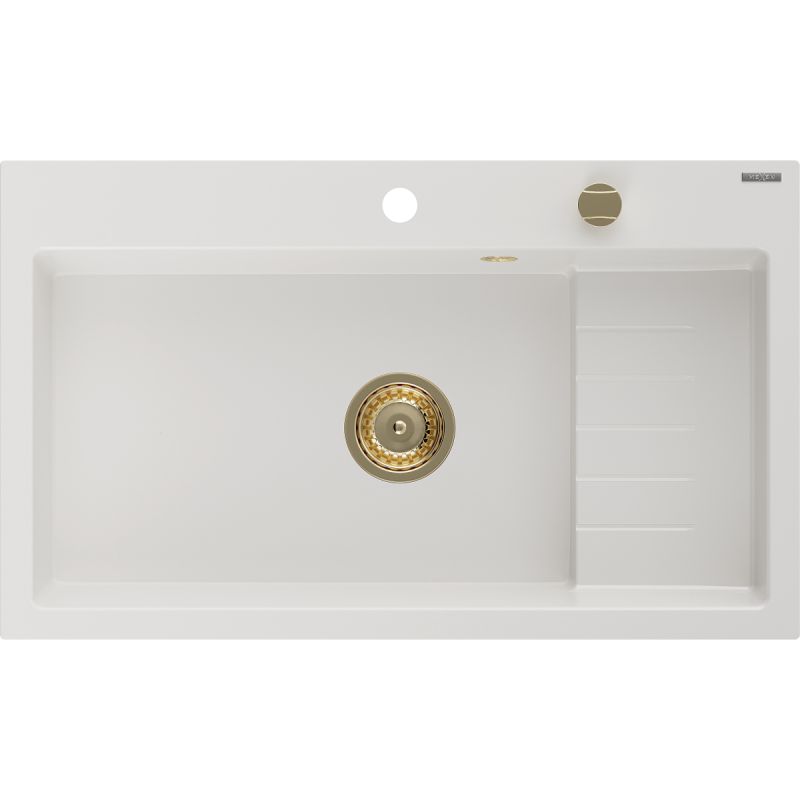 Zlewozmywak granitowy wpuszczany Mexen Omar 1-komorowy biały 800x480 mm 6520801005-20-G