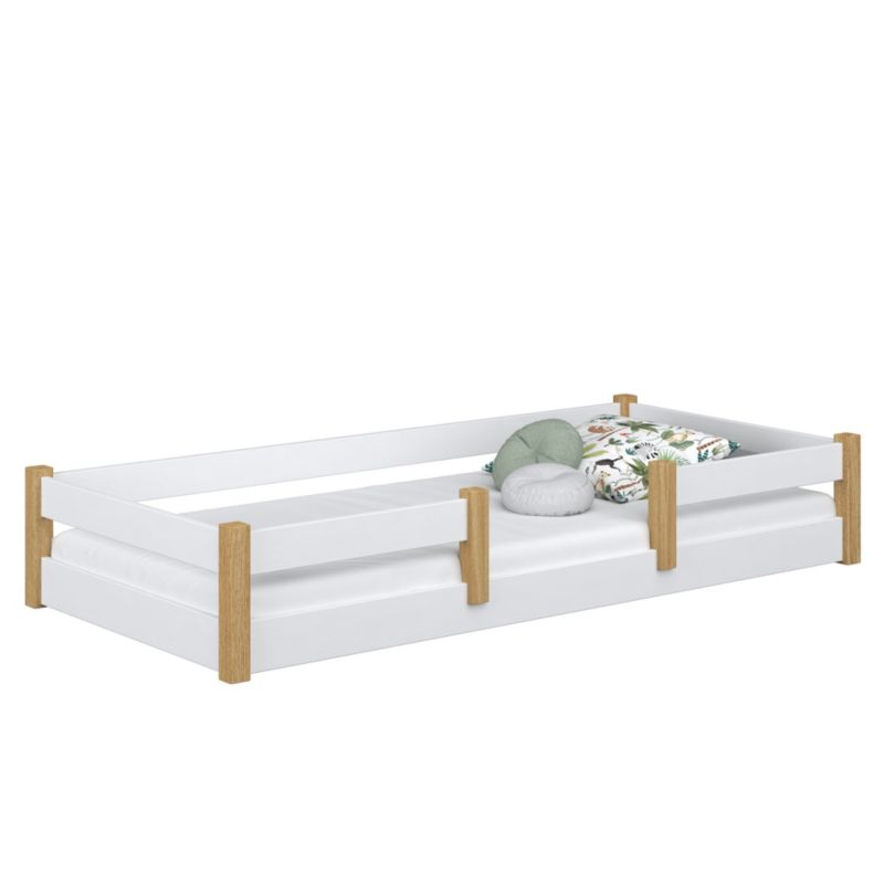Drewniane łóżko N-WOOD niskie N01 biało dębowy 100x190 1szt.