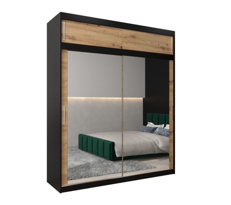 Szafa przesuwna Garderoba Abiks Tokyo 3 200 czarny + artisan z nadstawką 1 szt.