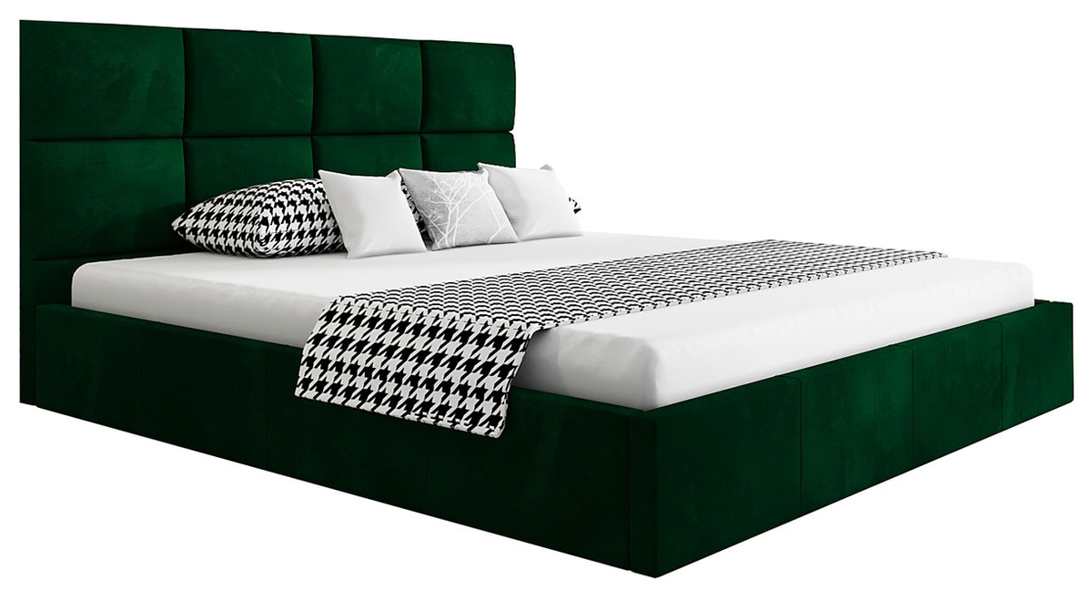 Welurowe łóżko do sypialni 180x200 cm AMBY butelkowa zieleń