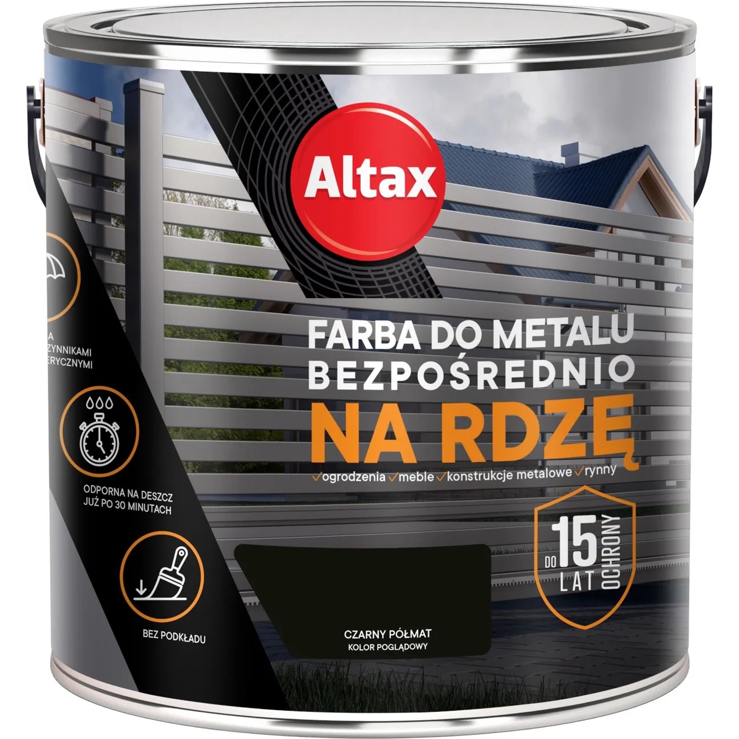 Altax Farba do metalu czarny półmat 2,5 l