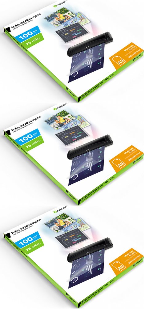 3x Folia do laminowania Tracer Promo, A3, 2x75 μm, antystatyczna, 100 sztuk