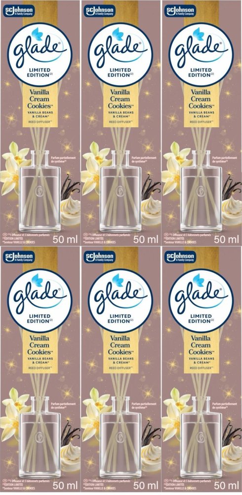 6x Patyczki zapachowe Glade Reed Diffuser Vanilla Cream Cookies, 50ml