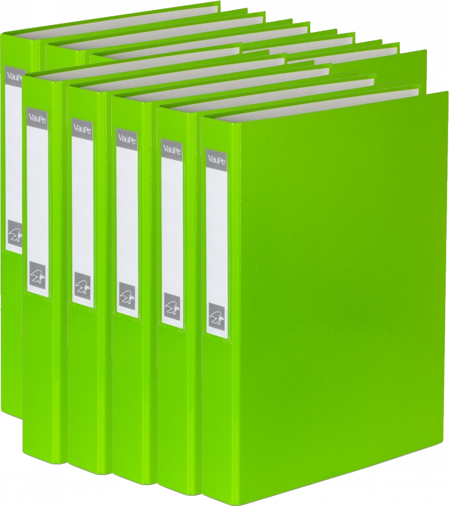 10x Segregator ringowy VauPe, A4, szerokość grzbietu 40mm, do 200 kartek, 4 ringi, jasnozielony