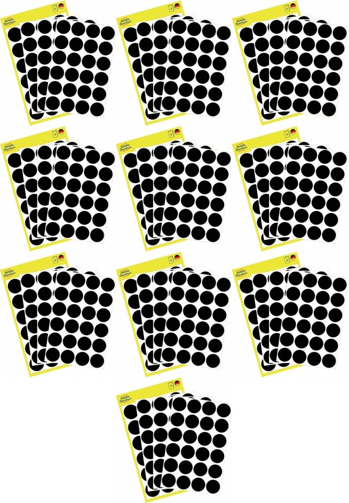 10x Etykiety Avery Zweckform, okrągłe, średnica 18mm, 96 sztuk, czarny