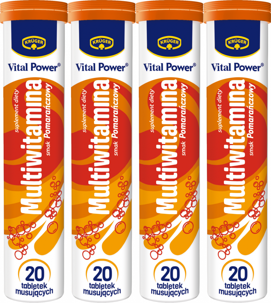 4x Tabletki musujące Vital Power multiwitamina, 90g, 20 tabletek