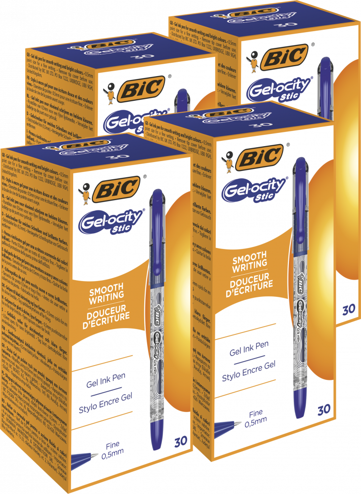 4x Długopis żelowy Bic Gel-ocity Stic, 0.5mm, 30 sztuk, niebieski