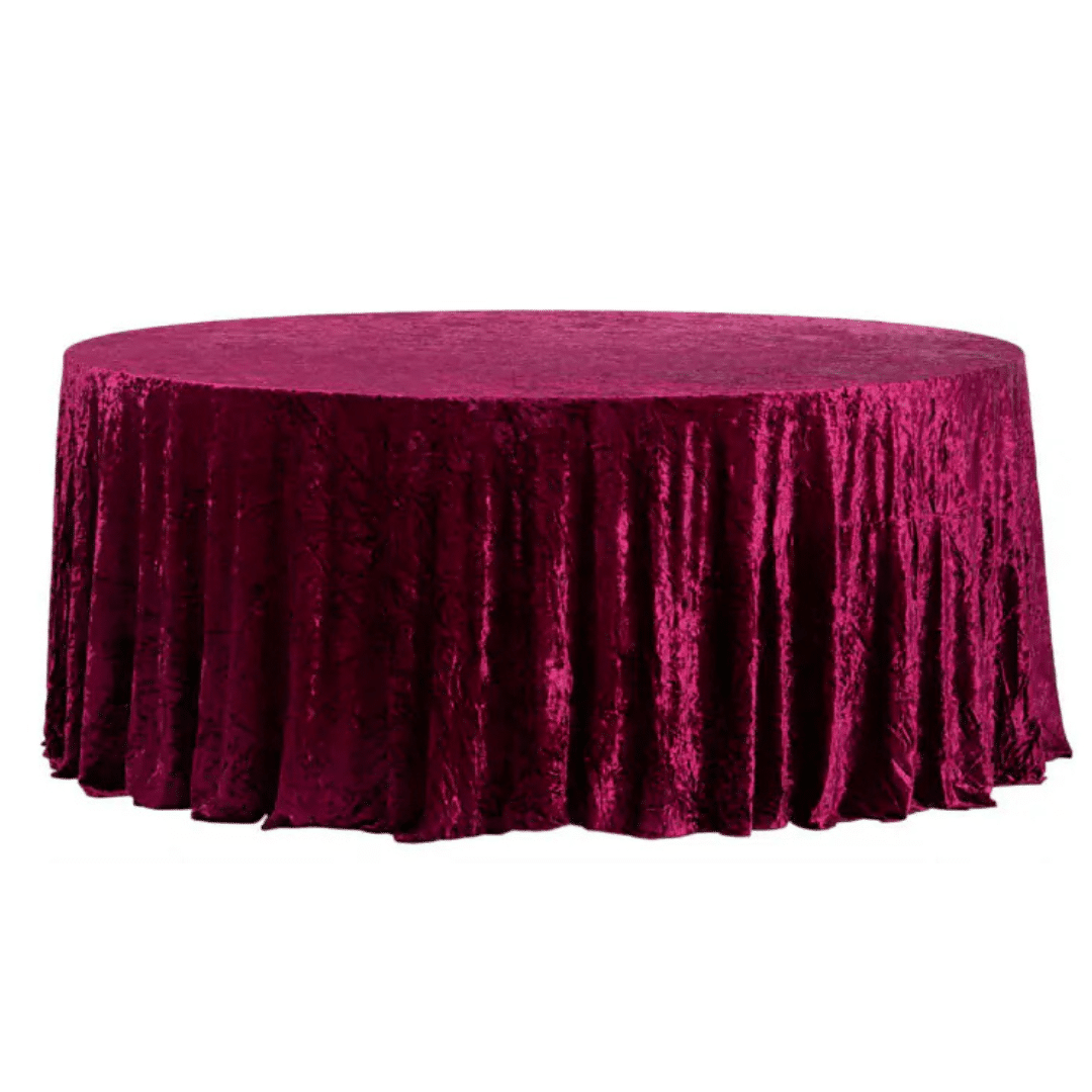 Obrus okrągły aksamit bordowy Fi340cm welurowy