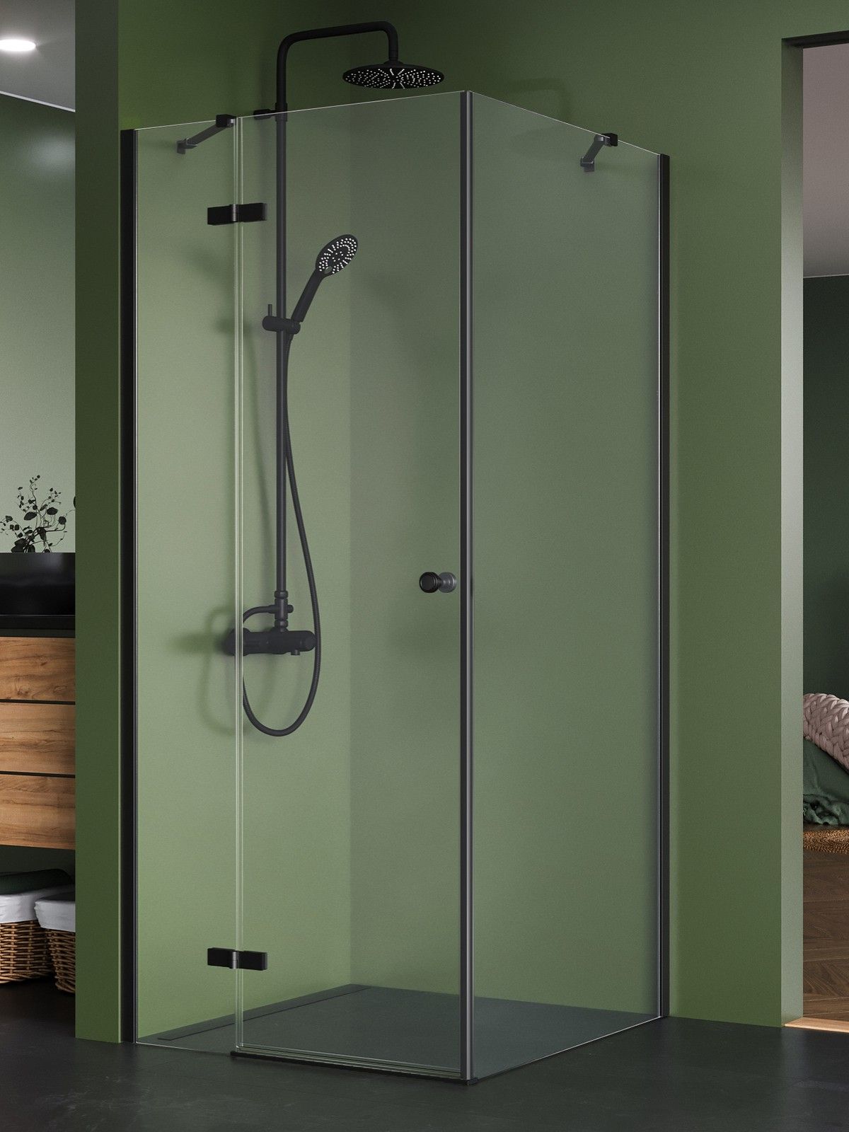 New Trendy Kalibra Black kabina prysznicowa 90x80 cm prostokątna czarny mat/szkło przezroczyste K-5043