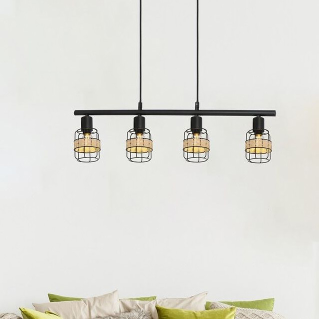 Rabalux Indiana lampa wisząca 4x25W czarny mat/naturalny 5284