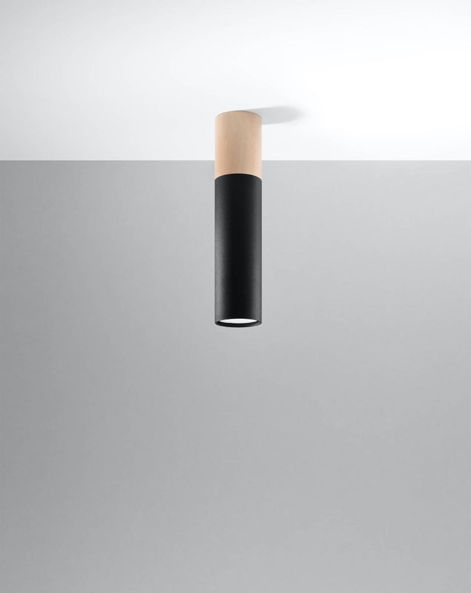 Sollux Lighting Pablo lampa podsufitowa 1x40W drewno/czarna SL.0635