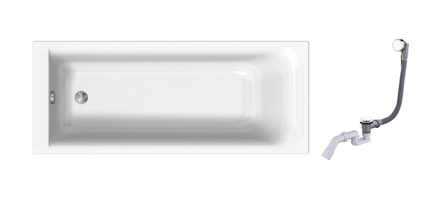 Zestaw Koło Rekord wanna prostokątna 170x70 cm z kompletem odpływowo-przelewowym Oltens Oster (XWP1670000, 03001100) - Wysyłka w 24h